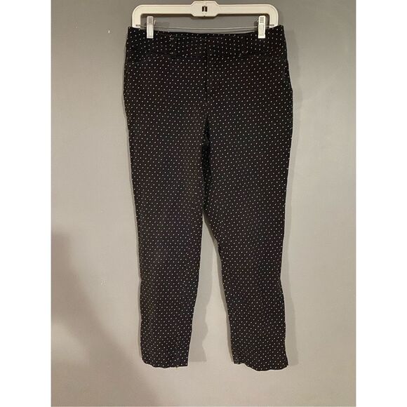 Faded Glory The Parker Pants Black Polka Dot Slim Straight Fit Stretch 8 - Picture 1 of 5